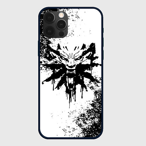 Чехол iPhone 12 Pro Max The Witcher логотип и краска / 3D-Черный – фото 1