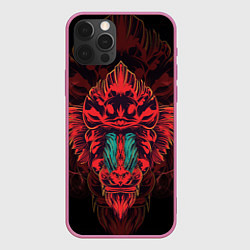 Чехол для iPhone 12 Pro Max Красная обезьяна, цвет: 3D-малиновый