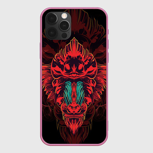 Чехол iPhone 12 Pro Max Красная обезьяна / 3D-Малиновый – фото 1