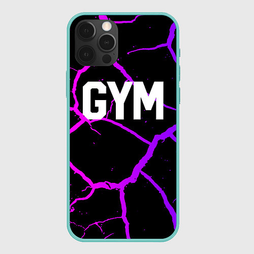 Чехол iPhone 12 Pro Max Gym - Трещины неоновые / 3D-Мятный – фото 1