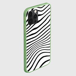 Чехол для iPhone 12 Pro Max Волновой линейный растр - зебра, цвет: 3D-салатовый — фото 2