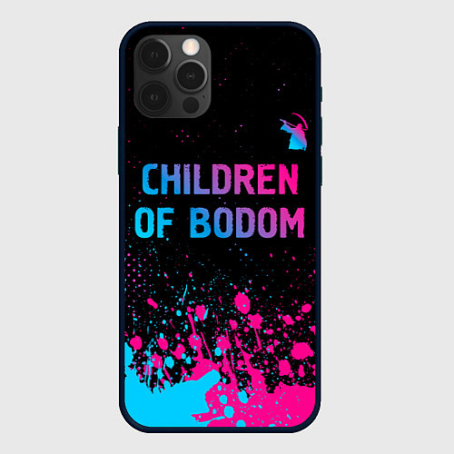 Чехол iPhone 12 Pro Max Children of Bodom - neon gradient: символ сверху / 3D-Черный – фото 1