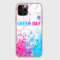 Чехол для iPhone 12 Pro Max Green Day neon gradient style: символ сверху, цвет: 3D-светло-розовый