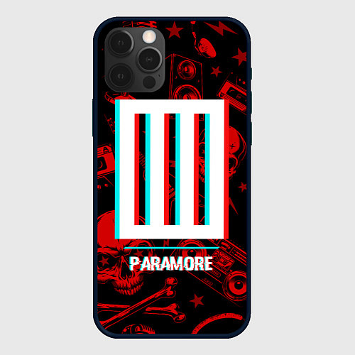 Чехол iPhone 12 Pro Max Paramore rock glitch / 3D-Черный – фото 1