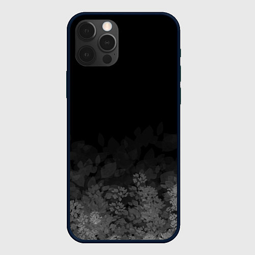 Чехол iPhone 12 Pro Max Листва на темном фоне / 3D-Черный – фото 1