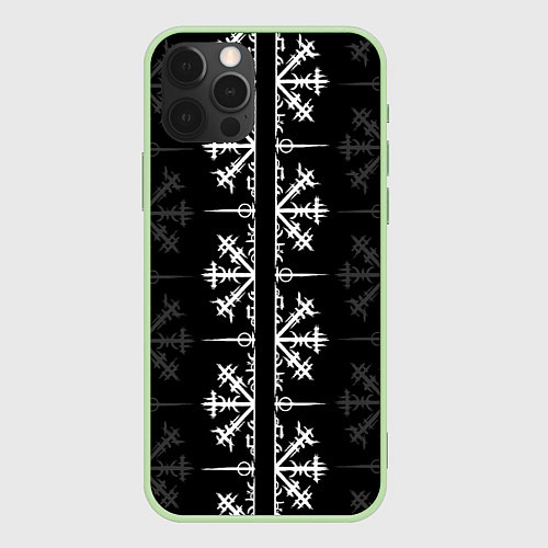 Чехол iPhone 12 Pro Max Скандинавский компас Вегвизир / 3D-Салатовый – фото 1