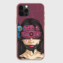 Чехол для iPhone 12 Pro Max Кибер-девушка, цвет: 3D-светло-розовый