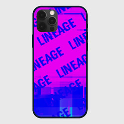 Чехол для iPhone 12 Pro Max Lineage glitch text effect: паттерн, цвет: 3D-черный