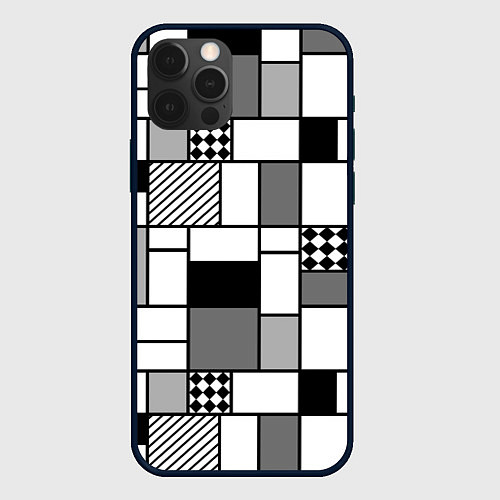 Чехол iPhone 12 Pro Max Черно белый геометрический скандинавский узор / 3D-Черный – фото 1