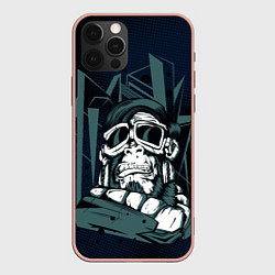 Чехол для iPhone 12 Pro Max Страшная обезьяна -путешественник, цвет: 3D-светло-розовый