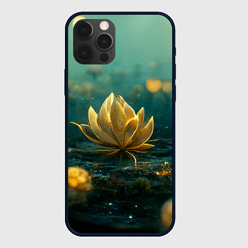 Чехол iPhone 12 Pro Max Золотой лотос / 3D-Черный – фото 1