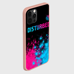 Чехол для iPhone 12 Pro Max Disturbed - neon gradient: символ сверху, цвет: 3D-светло-розовый — фото 2