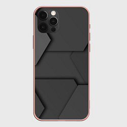Чехол для iPhone 12 Pro Max Черные геометрические фигуры в трехмерном простран, цвет: 3D-светло-розовый