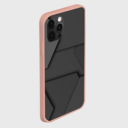 Чехол для iPhone 12 Pro Max Черные геометрические фигуры в трехмерном простран, цвет: 3D-светло-розовый — фото 2