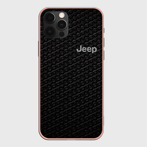 Чехол iPhone 12 Pro Max Jeep карбон / 3D-Светло-розовый – фото 1