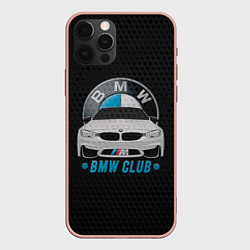 Чехол для iPhone 12 Pro Max BMW club carbon, цвет: 3D-светло-розовый