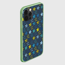 Чехол для iPhone 12 Pro Max Парад звезд на синем фоне, цвет: 3D-салатовый — фото 2