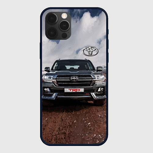 Чехол iPhone 12 Pro Max Toyota Land Cruiser in the mountains / 3D-Черный – фото 1