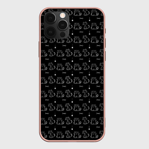 Чехол iPhone 12 Pro Max Сидящие Коты и Кошки / 3D-Светло-розовый – фото 1