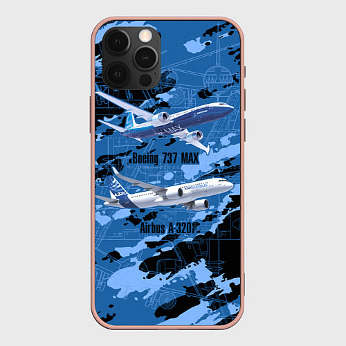 Чехол iPhone 12 Pro Max Airbus A320, Boeing 737 MAX / 3D-Светло-розовый – фото 1