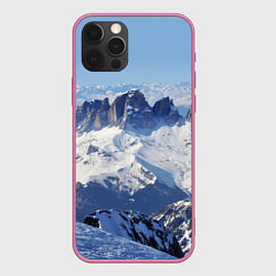 Чехол для iPhone 12 Pro Max Гряда снежных вершин, цвет: 3D-малиновый