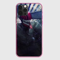 Чехол для iPhone 12 Pro Max Опасный человек-бензопила, цвет: 3D-малиновый
