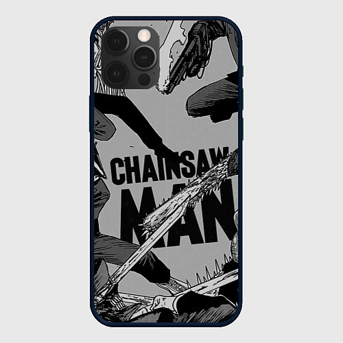 Чехол iPhone 12 Pro Max Chainsaw man comix / 3D-Черный – фото 1
