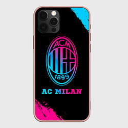 Чехол для iPhone 12 Pro Max AC Milan - neon gradient, цвет: 3D-светло-розовый