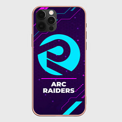 Чехол для iPhone 12 Pro Max Символ ARC Raiders в неоновых цветах на темном фон, цвет: 3D-светло-розовый