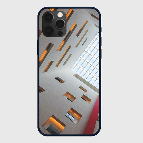 Чехол iPhone 12 Pro Max Абстрактное множество окон и пустая крыша / 3D-Черный – фото 1