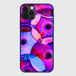 Чехол для iPhone 12 Pro Max Диски CD - паттерн, цвет: 3D-тёмно-синий