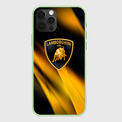 Чехол для iPhone 12 Pro Max Lamborghini - Жёлто-чёрный абстракция, цвет: 3D-салатовый
