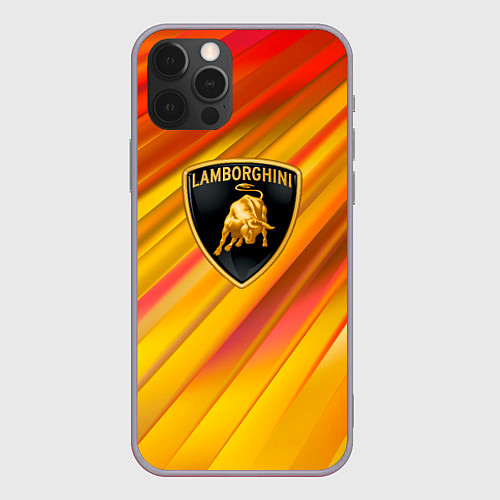 Чехол iPhone 12 Pro Max Lamborghini - яркая абстракция / 3D-Серый – фото 1