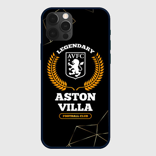 Чехол iPhone 12 Pro Max Лого Aston Villa и надпись legendary football club / 3D-Черный – фото 1