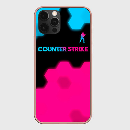 Чехол iPhone 12 Pro Max Counter Strike - neon gradient: символ сверху / 3D-Светло-розовый – фото 1