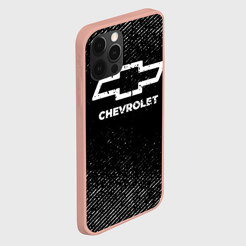 Чехол iPhone 12 Pro Max Chevrolet с потертостями на темном фоне / 3D-Светло-розовый – фото 2