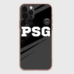 Чехол iPhone 12 Pro Max PSG sport на темном фоне: символ сверху