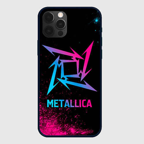 Чехол iPhone 12 Pro Max Metallica - neon gradient / 3D-Черный – фото 1