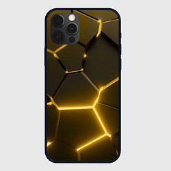 Чехол iPhone 12 Pro Max Золотые неоновые геометрические плиты