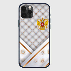 Чехол iPhone 12 Pro Max Герб России white gold