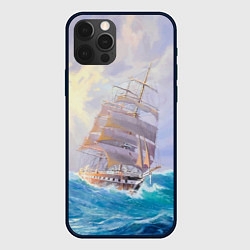 Чехол для iPhone 12 Pro Max Фрегат в штормовом океане, цвет: 3D-черный