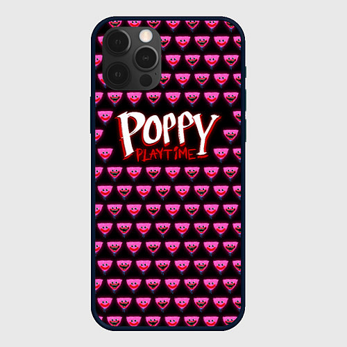 Чехол iPhone 12 Pro Max Poppy Playtime - Kissy Missy Pattern - Huggy Wuggy / 3D-Черный – фото 1