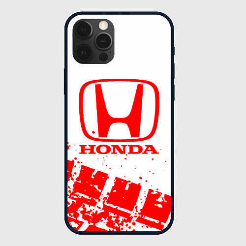 Чехол iPhone 12 Pro Max Honda - красный след шины / 3D-Черный – фото 1