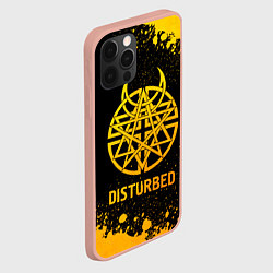 Чехол для iPhone 12 Pro Max Disturbed - gold gradient, цвет: 3D-светло-розовый — фото 2