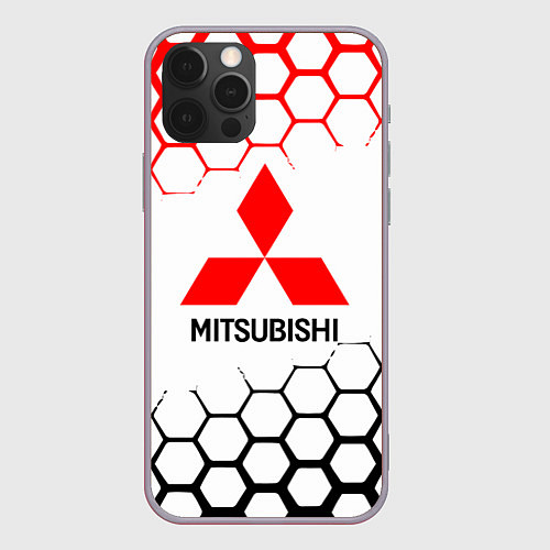 Чехол iPhone 12 Pro Max Mitsubishi - логотип / 3D-Серый – фото 1