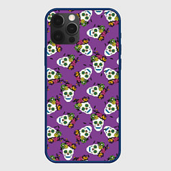 Чехол iPhone 12 Pro Max Сахарные черепа на фиолетовом паттерн