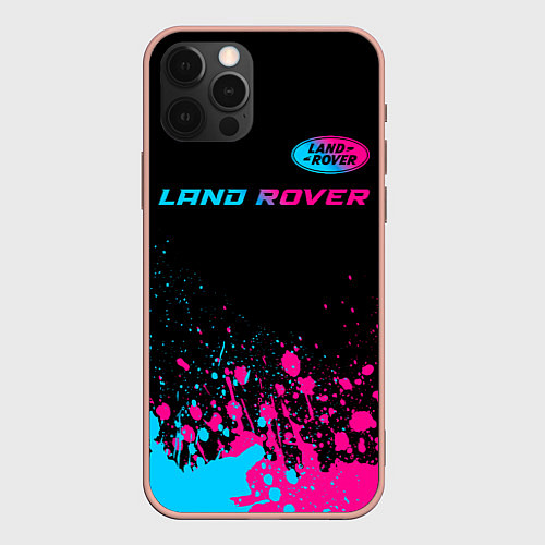 Чехол iPhone 12 Pro Max Land Rover - neon gradient: символ сверху / 3D-Светло-розовый – фото 1