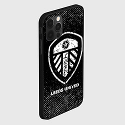 Чехол для iPhone 12 Pro Max Leeds United с потертостями на темном фоне, цвет: 3D-черный — фото 2