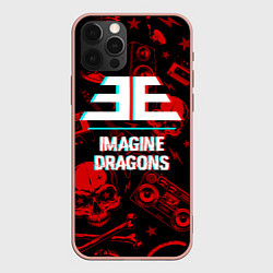 Чехол для iPhone 12 Pro Max Imagine Dragons rock glitch, цвет: 3D-светло-розовый