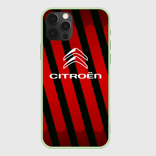 Чехол iPhone 12 Pro Max Citroёn - полосы / 3D-Салатовый – фото 1